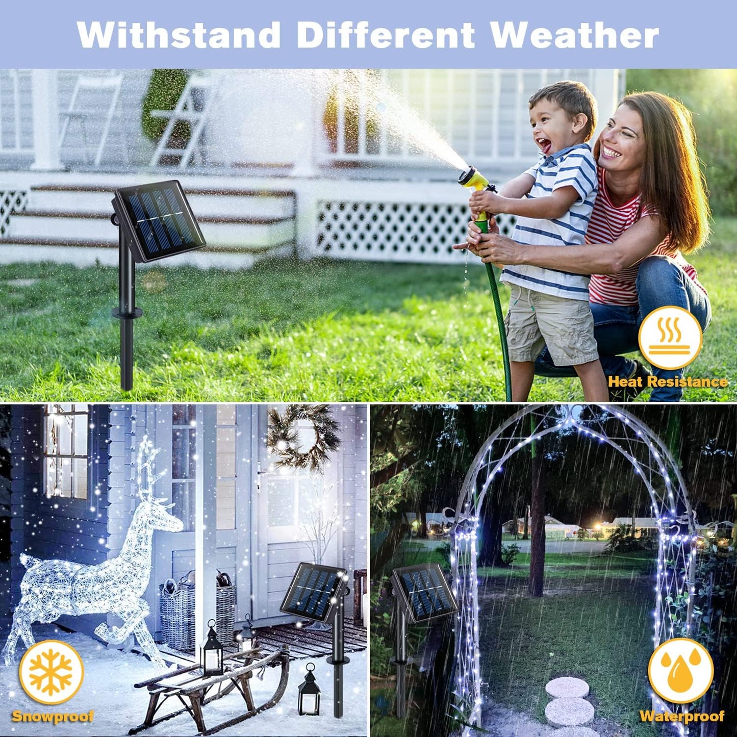 Solar Halloween Decoration Lights, JMEXSUSS 2 Pack 33FT 100 LED Orange and Purple Halloween String Lights, Halloween Lights with 8 Modes for Halloween Tree Yard Outdoor Spooky Party Garden Decorations