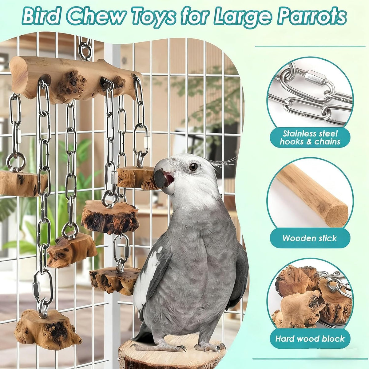 Interactive Bird Chewable Toy Wood Texture Bill Care Hanging Plan Mental Encouragement Rustless Bird Dolls Bird Keeping Supplies Pet Care Mental Exercise Hanging Plan