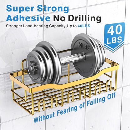 EUDELE 5-Pack Rustproof Stainless Steel Shower Caddy – No Drill Adhesive Bathroom Organizer with Large Capacity, Spacious Shower Shelves for Inside Shower, Kitchen & Home Decor Storage