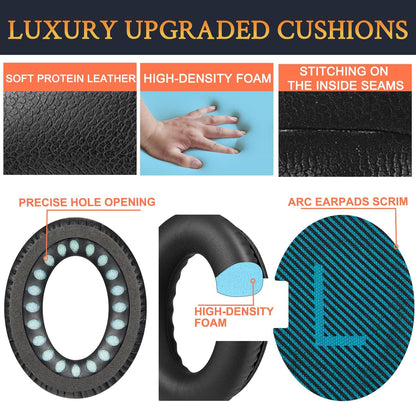 SoloWIT Earpads Cushions for Bose Headphones, Replacement Ear Pads for Bose QuietComfort 15 QC15 QC25 QC2 QC35/Ae2 Ae2i Ae2w/SoundTrue & SoundLink Around-Ear Series - QC25 PL Black&Blue