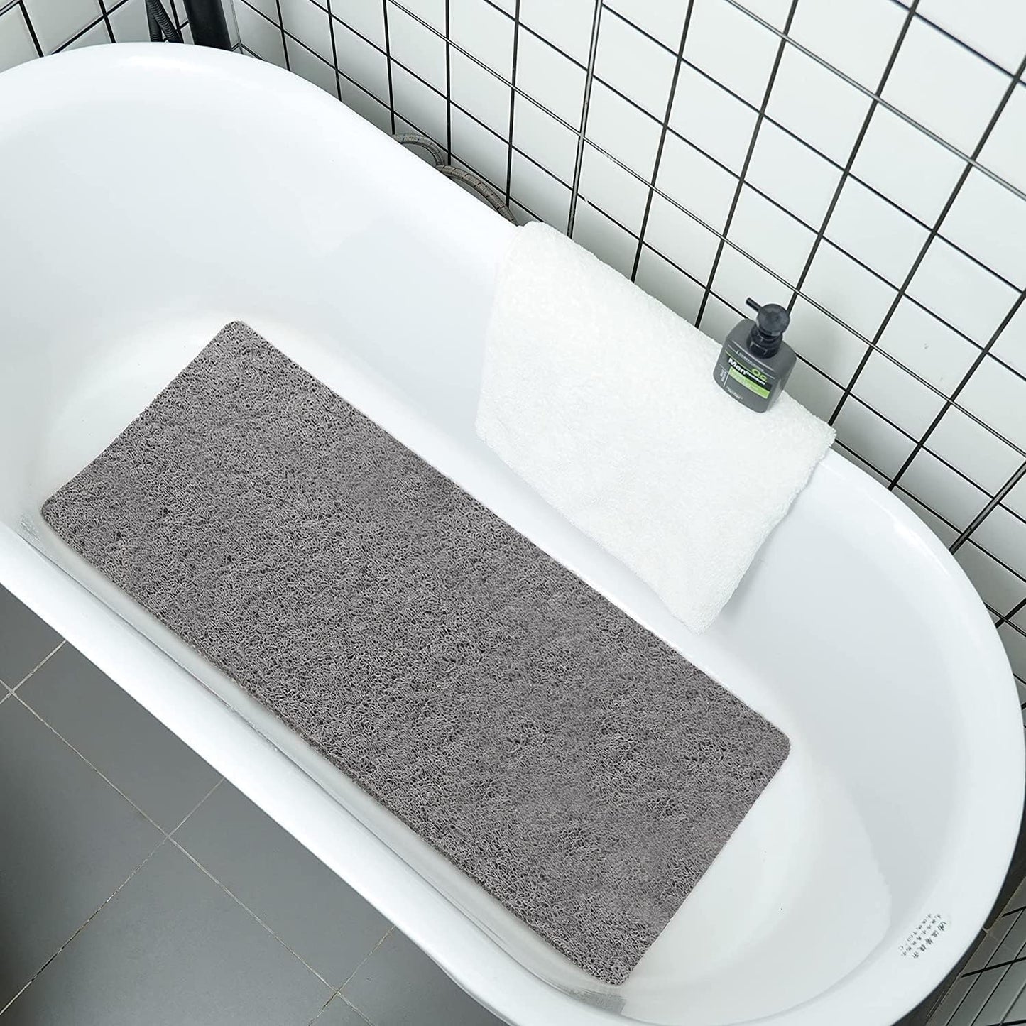 Square Shower Mat, Non Slip Bath Mat, Loofah Shower Stall Mats for Walk-in Shower, 32 x 32 Inches Shower Floor Mat with Drain, Bath Mats for Showers Bathroom, Tub, Seniors