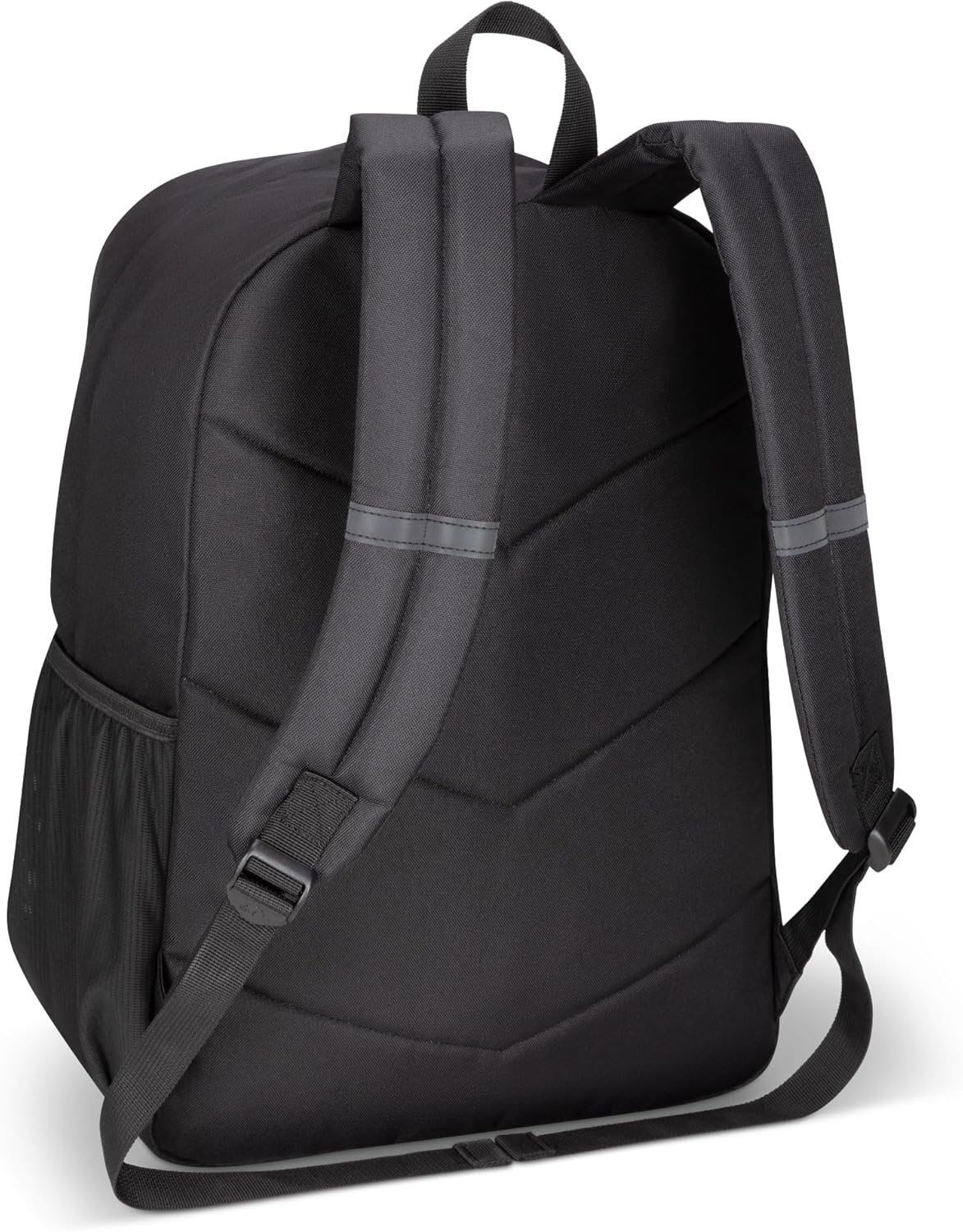 Roots Teen Lightweight Backpack — Made from Recycled Polyester with 15.6" Laptop Compartment, Rain Flap, Bottle Pocket, Reflective Accent, and Back Padding — 34L, Black
