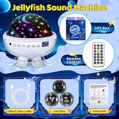 Baby White Noise Machine with Star Projector | 30 Soothing Sounds, 31 Light Modes & Remote Control