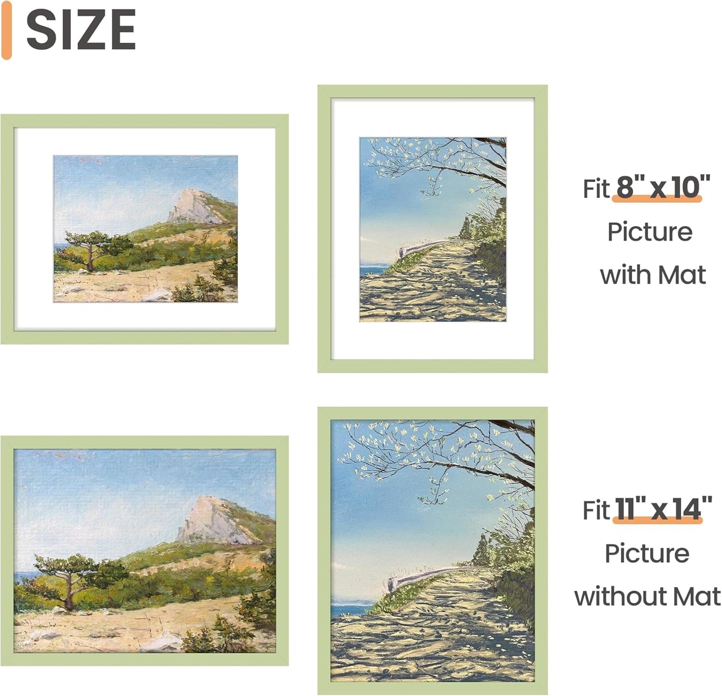 upsimples 11x14 Picture Frame, Display Pictures 8x10 with Mat or 11x14 Without Mat, Wall Hanging Photo Frames, Black