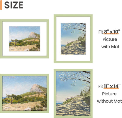 upsimples 11x14 Picture Frame, Display Pictures 8x10 with Mat or 11x14 Without Mat, Wall Hanging Photo Frames, Black