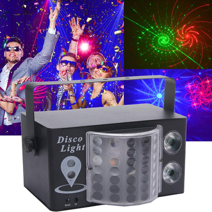 DJ Disco Light, Stage Party Lights, Rechargeable Laser Light Sound Activated RGB Led Flash Strobe Projector with Remote Control for Christmas Karaoke Pub KTV Bar Birthday Wedding