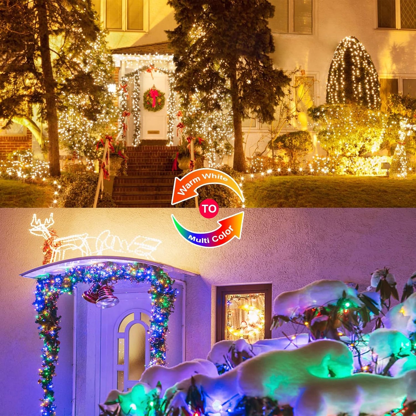 Solar Halloween Decoration Lights, JMEXSUSS 2 Pack 33FT 100 LED Orange and Purple Halloween String Lights, Halloween Lights with 8 Modes for Halloween Tree Yard Outdoor Spooky Party Garden Decorations