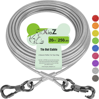 XiaZ Dog Runner Cable Dog Run Trolley Tie Out Cable Dog Chains for Outside Yard Camping Up to 250 Pound, 20 Feet