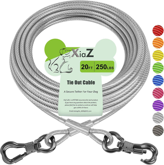 XiaZ Dog Runner Cable Dog Run Trolley Tie Out Cable Dog Chains for Outside Yard Camping Up to 250 Pound, 20 Feet