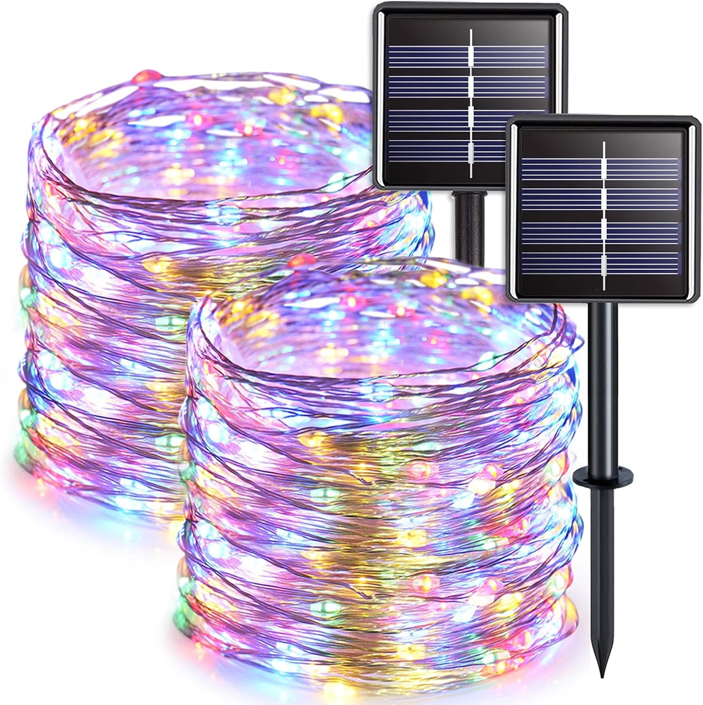 Solar Halloween Decoration Lights, JMEXSUSS 2 Pack 33FT 100 LED Orange and Purple Halloween String Lights, Halloween Lights with 8 Modes for Halloween Tree Yard Outdoor Spooky Party Garden Decorations