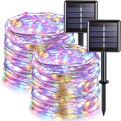 Solar Halloween Decoration Lights, JMEXSUSS 2 Pack 33FT 100 LED Orange and Purple Halloween String Lights, Halloween Lights with 8 Modes for Halloween Tree Yard Outdoor Spooky Party Garden Decorations