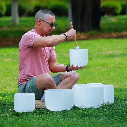 TOPFUND F Note Crystal Singing Bowl Heart Chakra 8 inch with Heavy Duty Carrying Case and Suede Striker