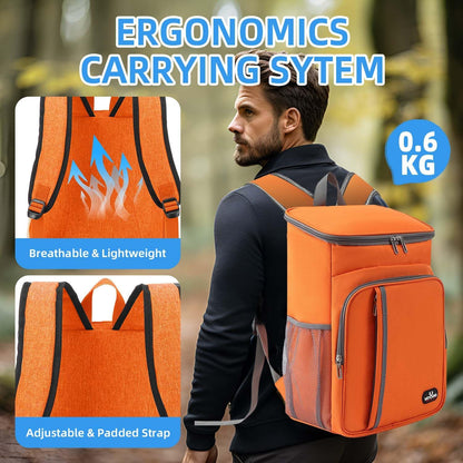 Bagtopia Camping Cooler Backpack 25 Cans, Leak Proof Insulated Thermal Bag, Beach Travel Picnic Lunch Backpack for Men Women