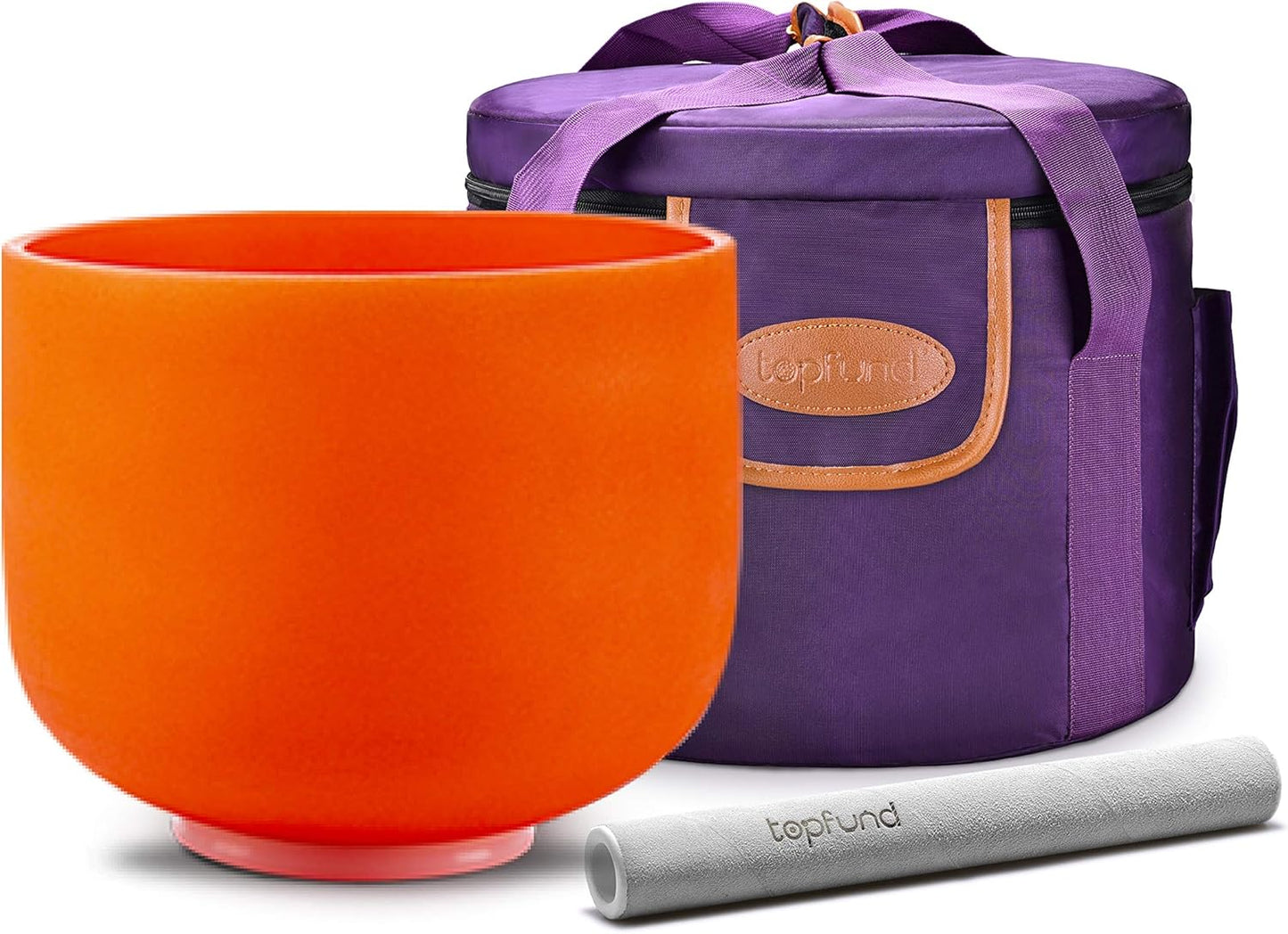 TOPFUND F Note Crystal Singing Bowl Heart Chakra 8 inch with Heavy Duty Carrying Case and Suede Striker