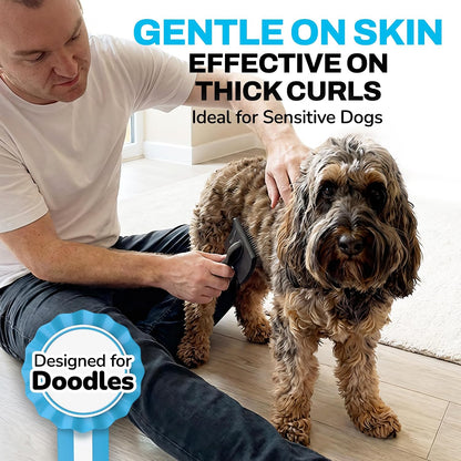 The Doodle Brush Slicker Brush Curly Coat Detangler, Extra Long Pin