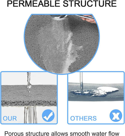 Square Shower Mat, Non Slip Bath Mat, Loofah Shower Stall Mats for Walk-in Shower, 32 x 32 Inches Shower Floor Mat with Drain, Bath Mats for Showers Bathroom, Tub, Seniors