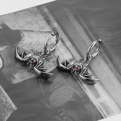 HZMAN Bat Earring for Men Women Stainless Steel Gothic Punk Vampire Bat Dangle Drop Earring Halloween Earring Jewelry Gift