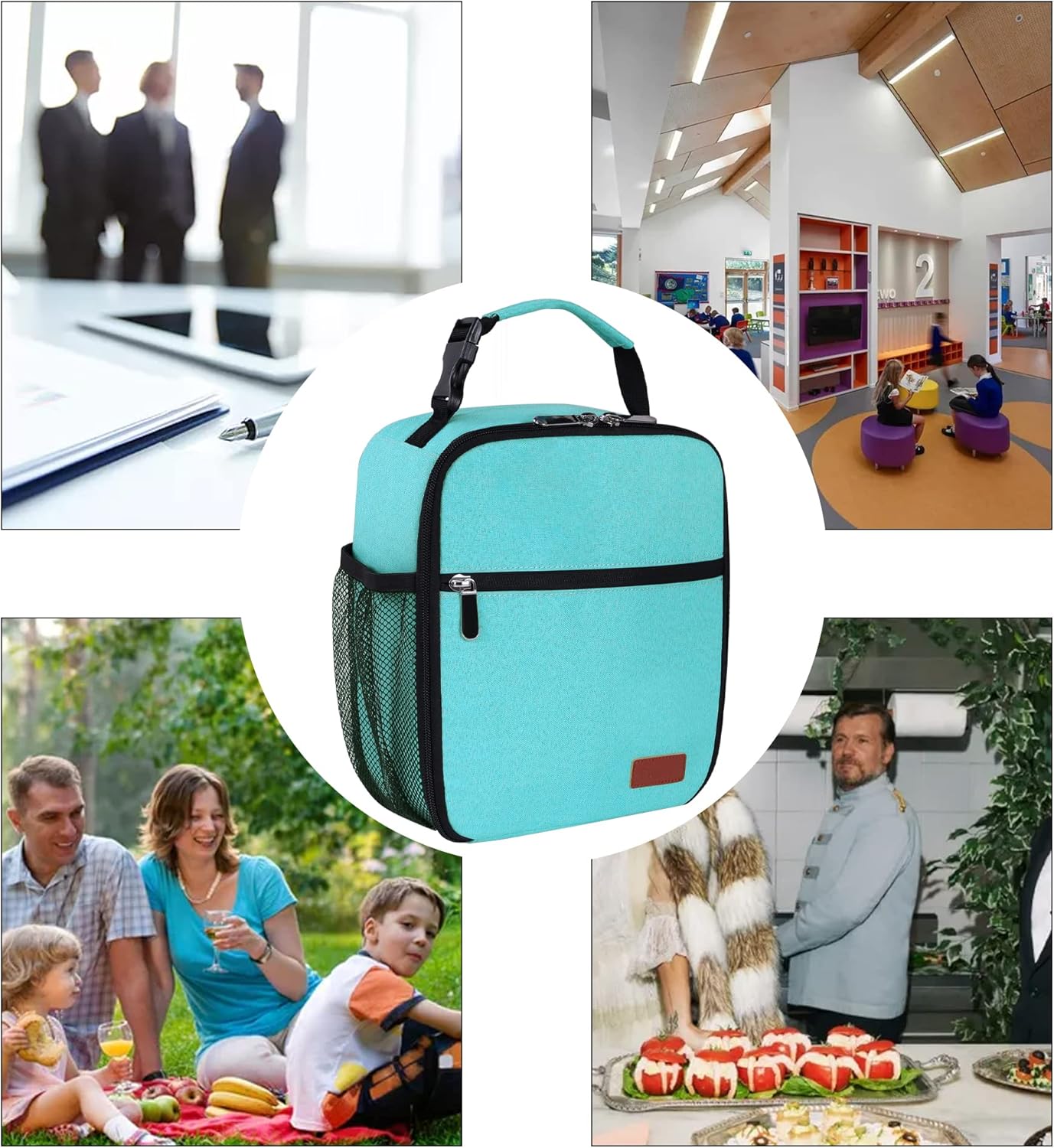 Lunch Box for Men Women Adults Small Lunch Bag for Office Work Picnic - Reusable Portable Lunchbox, Black