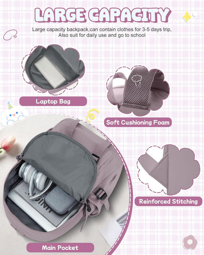 School Backpack for Women Men College High School Bags for Boys Girls Casual Daypack Laptop Backpack Waterproof Black Bookbag Travel Rucksack