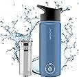 GROSCHE Alpine Flip 'N Sip 16oz Insulated Water Bottle - Stainless Steel, Leakproof Flask with Straw - Perfect for Gym, Travel, Sports & Outdoor Use, Canadian Brand! - 16 fl. oz, Scuba Blue