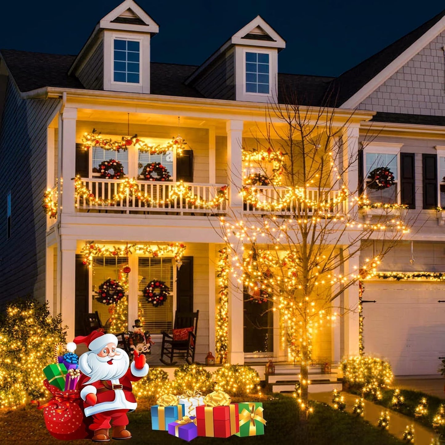 Maokot Solar Christmas Lights Outdoor, Upgraded 137FT 400 LED Solar String Lights with Remote,19 Modes Waterproof Warm White Solar Lights Outdoor String for Outside Garden Home Festival Decorations