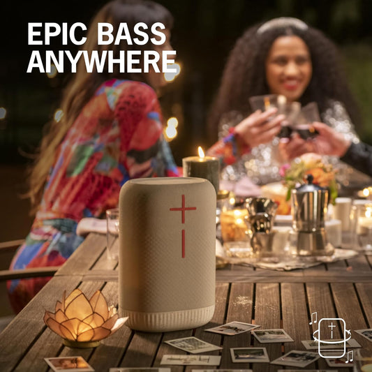Ultimate Ears EPICBOOM, Portable Wireless Bluetooth Speaker, Big Bass and Immersive, 360-Degree Sound, Adaptive EQ, IP67 Waterproof, Floatable, 17 Hour Battery, 180 ft Range, USB C - White