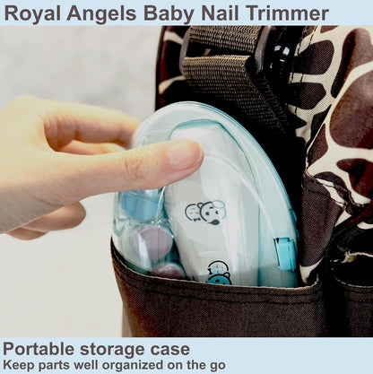 Royal Angels Rechargeable Baby Nail Clippers 20 in 1, Safe Electric Nail Trimmer, Baby Nail Kit, Additional Replacements, Newborn Toddler Toes and Fingernails, Trim and Polish (Rechargeable, Snow)