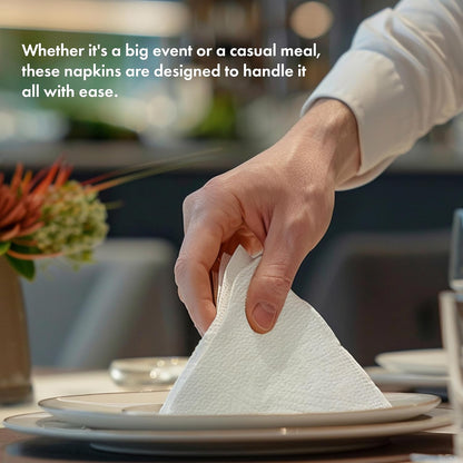 ALIBI Napkin - Soft and Absorbent 500 1-Ply White Lunch - Disposable Multi-Purpose Paper for Everyday Use, Events, and Parties - Versatile and Convenient
