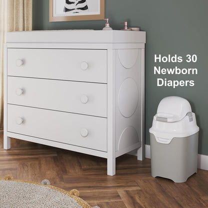 Mini Diaper Pail with Airtight Lid | Odor Control, 30-Diaper Capacity & Standard Bag Compatibility