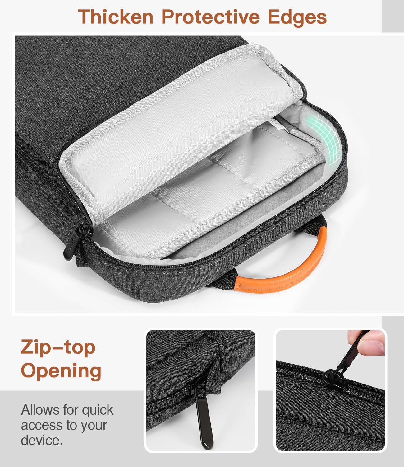 MoKo 13.3-14 Inch Laptop Sleeve Bag Fits MacBook Pro M3/M2 14" 2023, MacBook Pro 13" M2, New MacBook Air 13.6" M3/M2 2024/2022,Tab S8 Ultra 14.6",Handle Carrying Case with Shoulder Strap, Black & Gray - PuriLite