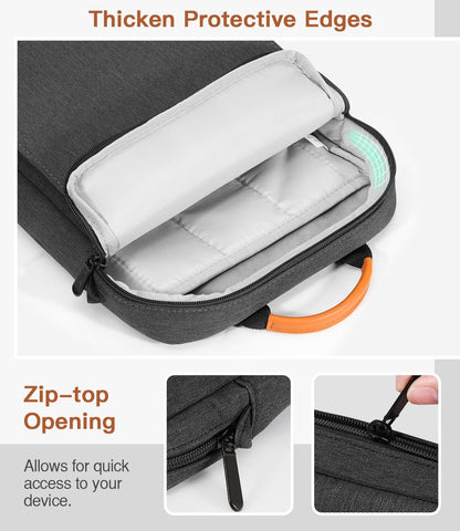 MoKo 13.3-14 Inch Laptop Sleeve Bag Fits MacBook Pro M3/M2 14" 2023, MacBook Pro 13" M2, New MacBook Air 13.6" M3/M2 2024/2022,Tab S8 Ultra 14.6",Handle Carrying Case with Shoulder Strap, Black & Gray - PuriLite