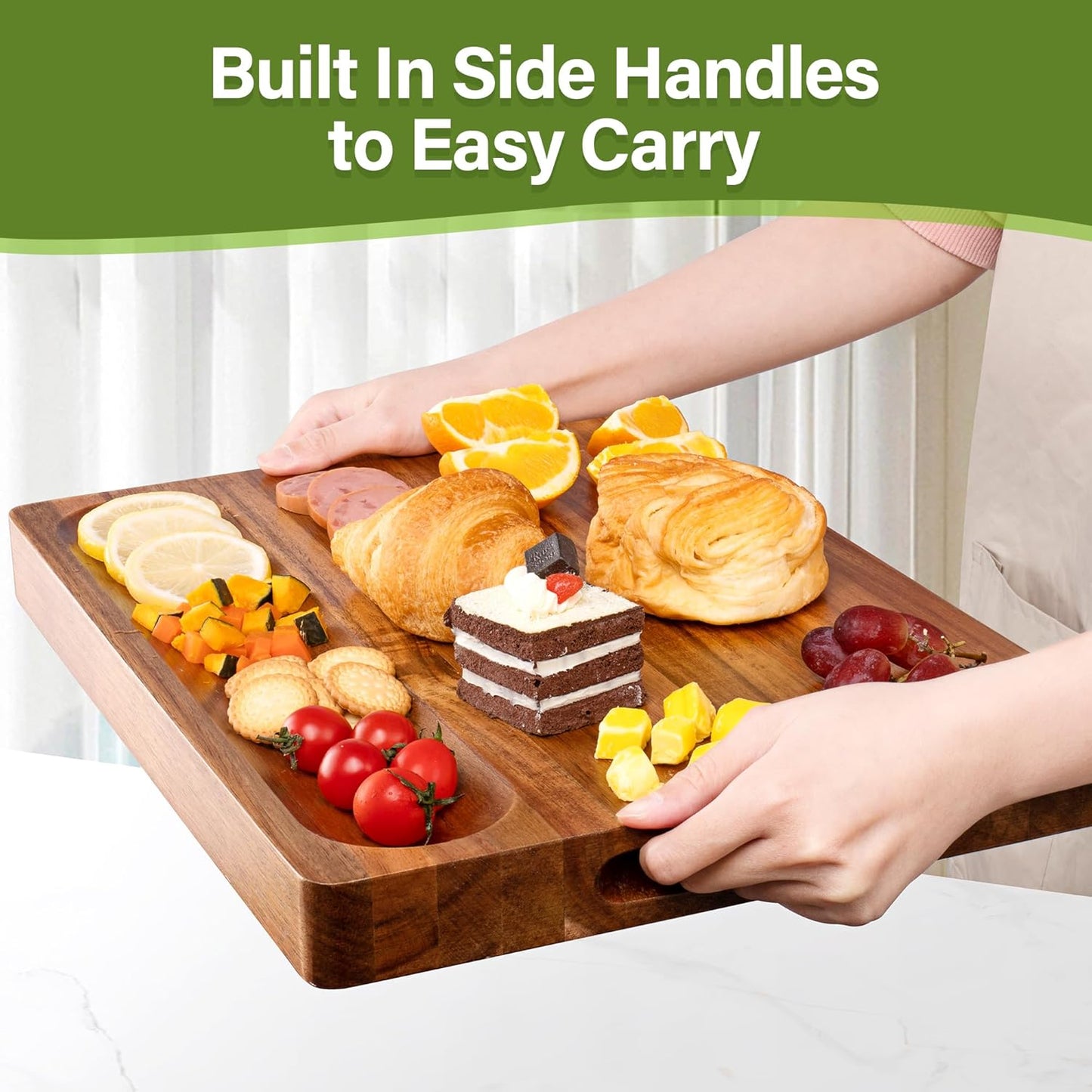 Bamboo Cutting Board Set of 3, Cutting Boards for Kitchen with Juice Groove, Bamboo Chopping Board Set, Serving Board Set for Meat, Fruit Vegetable and Cheese