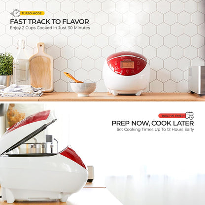 CUCKOO Rice Cooker 6 Cup Uncooked / 12 Cup Cooked, Classic Fuzzy Logic Rice Cooker Small with Delay Timer & Keep Warm Setting, Versatile Food Steamer for Cooking, Non-Stick Inner Pot, Red (CR-0655F)