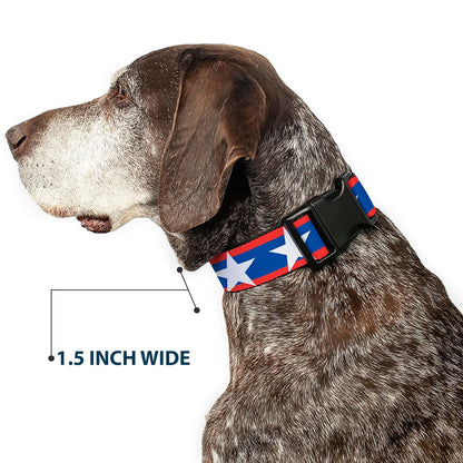 Buckle-Down PC-W21909-M Dog Collar Plastic Clip Buckle, 1"x11"-17", Star Black/White