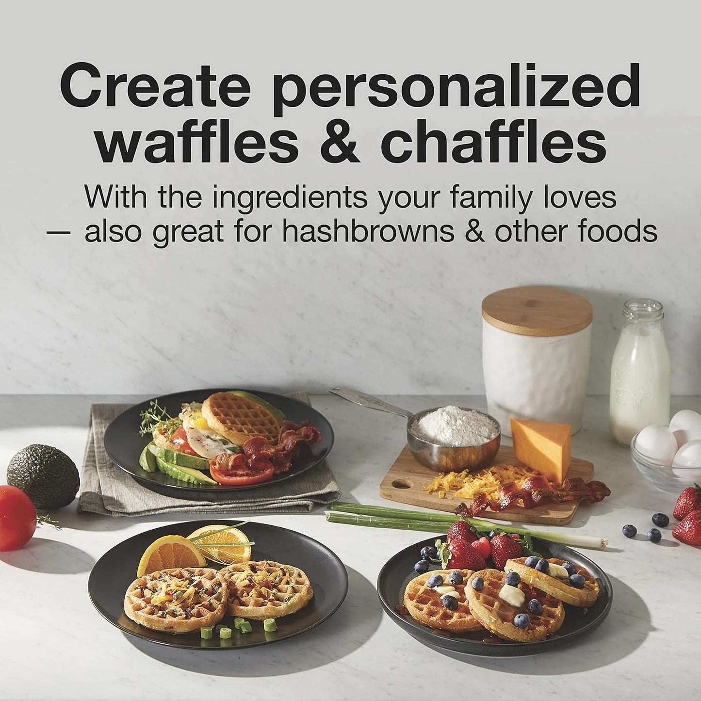 Proctor Silex Petite Double Waffle Maker, Nonstick Grids, Makes 4" Round Waffles, Black, 26102
