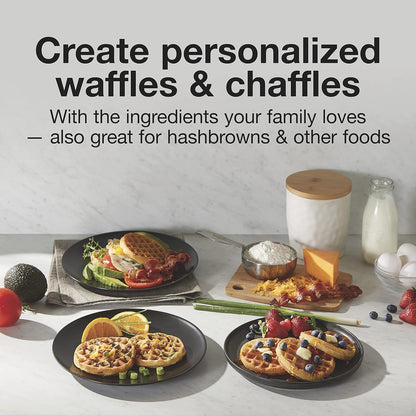 Proctor Silex Petite Double Waffle Maker, Nonstick Grids, Makes 4" Round Waffles, Black, 26102