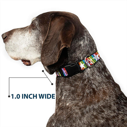 Buckle-Down PC-W21909-M Dog Collar Plastic Clip Buckle, 1"x11"-17", Star Black/White