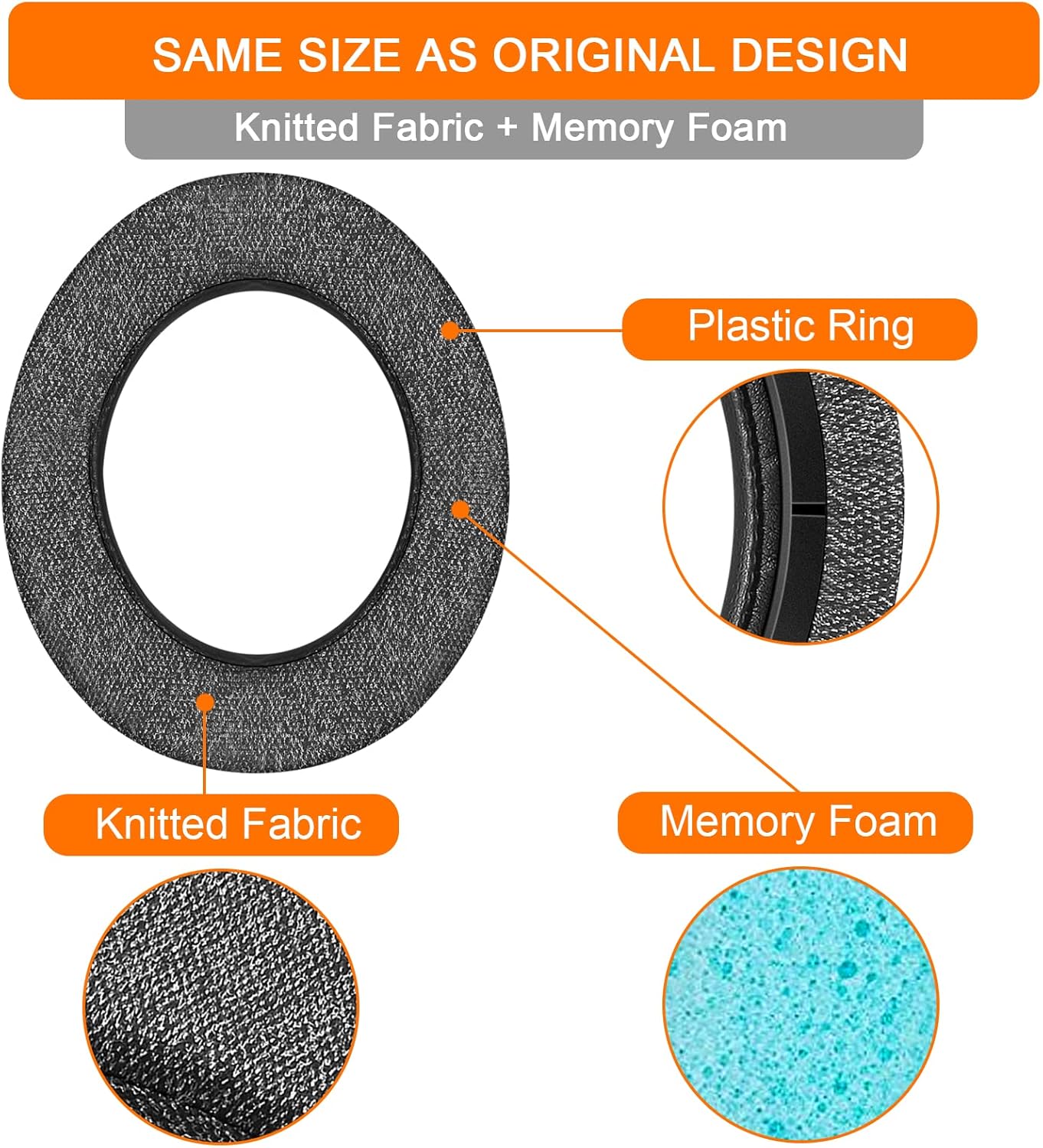 HS60 Earpads, GVOEARS Replacement Ear Pads Cushion for Corsair HS70 HS60 HS50, Softer Durable Knitted Gaming Headset Noise Isolation Earpads (Grey)