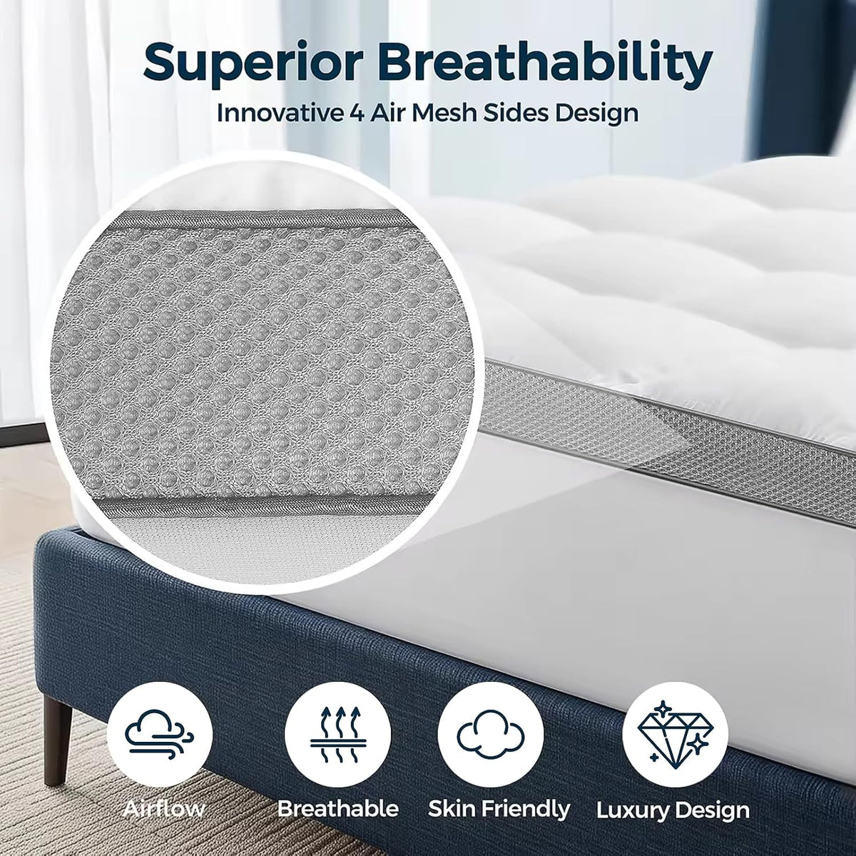 Mattress Topper,Extra Thick 1000 GSM Pillow Top Mattress Pad for Back Pain Relief,Soft Breathable Mattress Cover for Fluffy Shredded Memory Foam Filled (Queen, 60"x80")