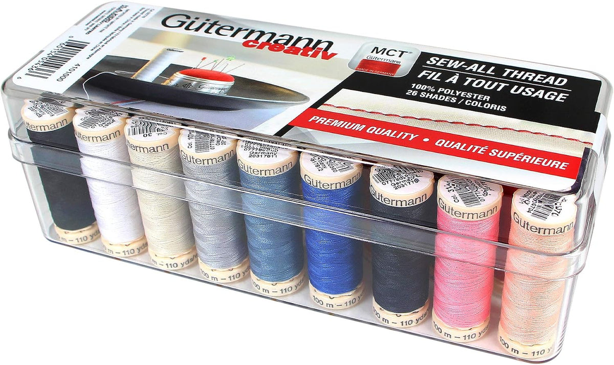 GÜTERMANN 26 pc MCT Sew-All 100m - Thread Set in Acrylic Box - Assorted Colours