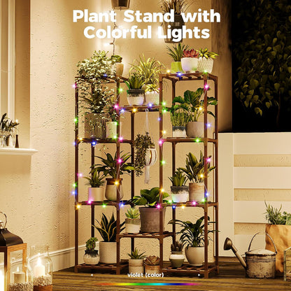 Bamworld Plant Stand Indoor Outdoor Hanging Plant Shelf for Multiple Plants Pots Wood Flower Stand Tall Large Flower Holder for Living Room, Patio, Balcony, Garden Decor, Brown