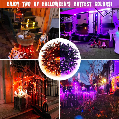 JMEXSUSS 2 Pack 75.5ft Orange Solar Christmas Lights, Total 400 LED Solar String Lights Outdoor Waterproof, 8 Modes Orange Halloween Lights for Tree Patio Garden Thanksgiving Halloween Decorations
