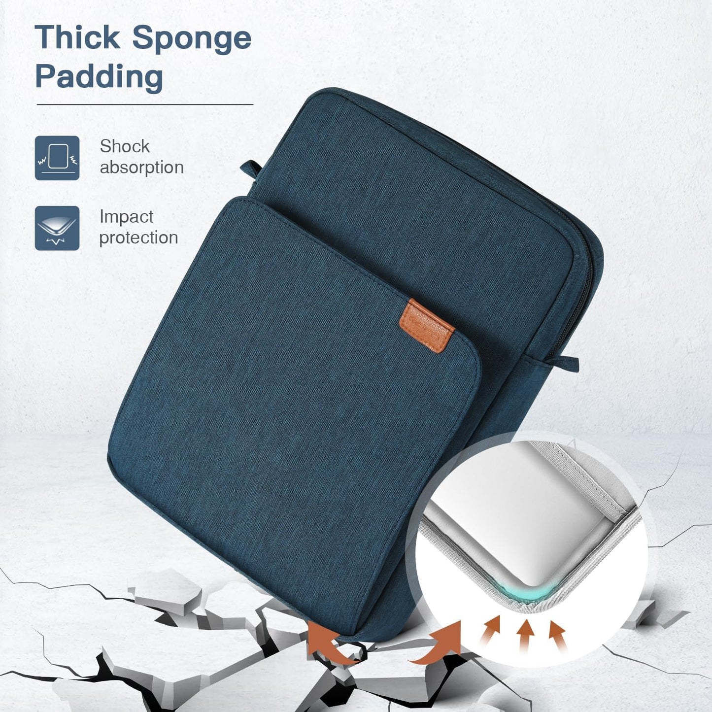 MoKo 13.3-14 Inch Laptop Sleeve Bag Fits MacBook Pro M3/M2 14" 2023, MacBook Pro 13" M2, New MacBook Air 13.6" M3/M2 2024/2022,Tab S8 Ultra 14.6",Handle Carrying Case with Shoulder Strap, Black & Gray - PuriLite