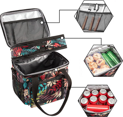 Lunch Bag Women Insulated Lunch Box for Work, Purple Expandable Large Lunch Bags, Leakproof Double Deck Lunch Box Cooler Bag（Purple）
