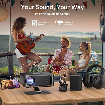 [Netflix Licensed /1200ANSI/Auto Focus Keystone] 4K Outdoor Projector with WiFi and Bluetooth, Smart Portable Proyector with Built in Apps Netflix/YouTube/PrimeVideo & Dolby, Home Theater with HDR10+