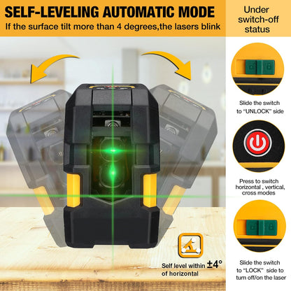 PREXISO Laser Level Self Leveling, 100 Ft Rechargeable & Selectable Green Cross Line Laser Level for Construction, Floor Tile, Home Renovation with Magnetic Pivoting Base, Target Plate & Portable Bag