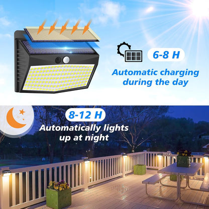 Solar Lights Outdoor, [ 8 Pack/138LED ] Solar Motion Sensor Light Outdoor with 3 Lighting Modes Wireless Waterproof Solar Wall Lights Solar Security Lights for Fence Yard Garden Deck Garage