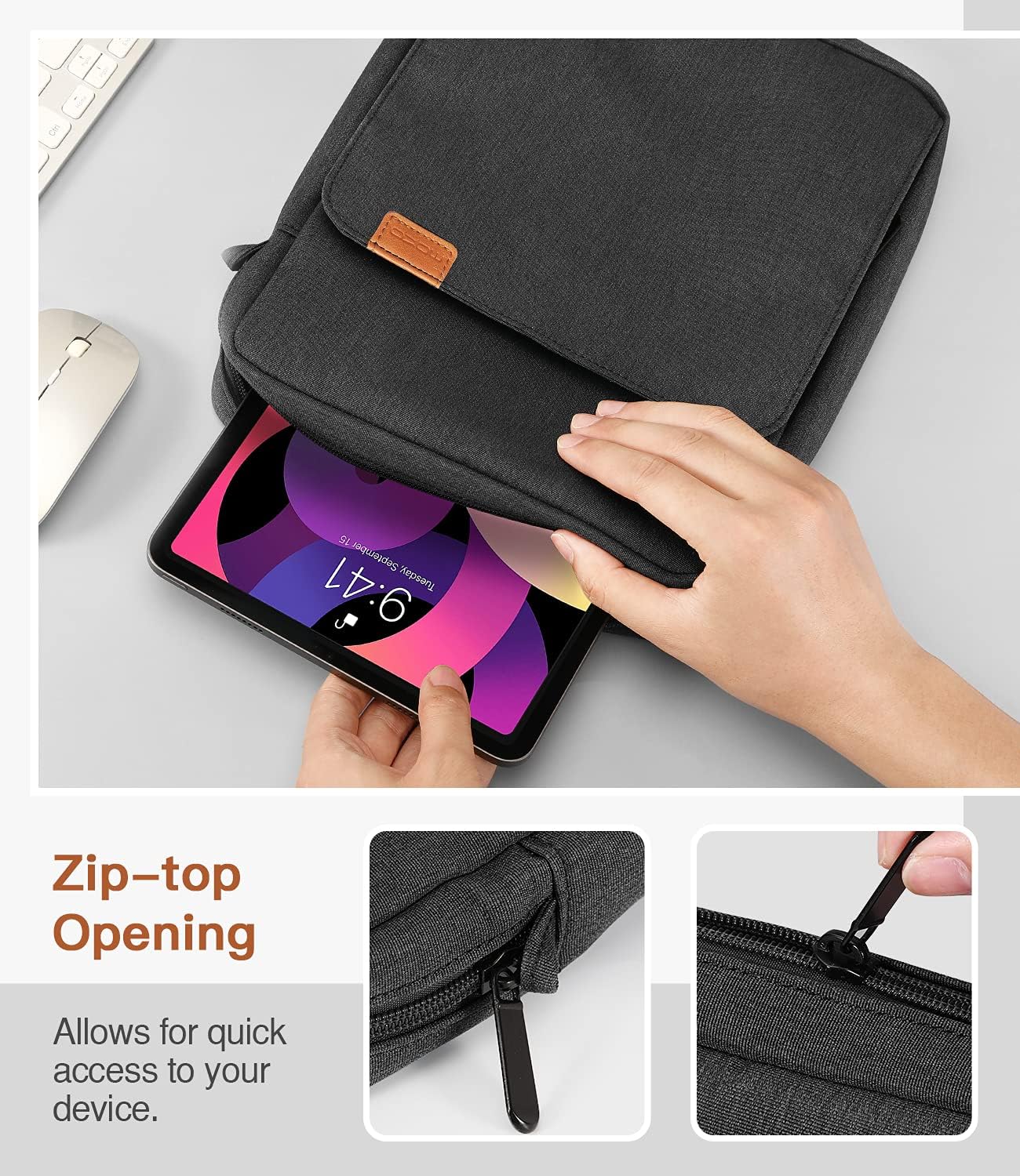 MoKo 13.3-14 Inch Laptop Sleeve Bag Fits MacBook Pro M3/M2 14" 2023, MacBook Pro 13" M2, New MacBook Air 13.6" M3/M2 2024/2022,Tab S8 Ultra 14.6",Handle Carrying Case with Shoulder Strap, Black & Gray - PuriLite