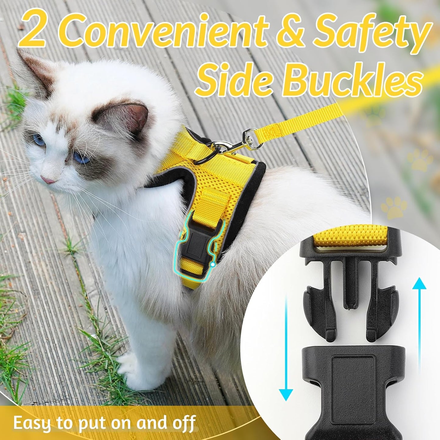 rabbitgoo Cat Harness and Leash for Walking, Escape Proof Soft Adjustable Vest Harnesses for Small Medium Cats, Easy Control Breathable Reflective Strips Jacket, XS, Black