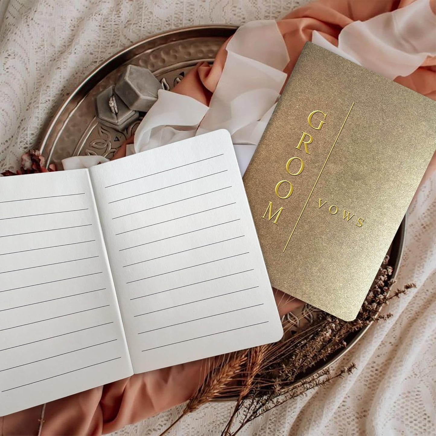 WeddingGiftsWedding Vow Books His and Hers Soft Touch Gold Foil Engraving Vow Books Wedding Essentials Wedding Accessories(TR-HH-Black)